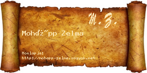 Mohápp Zelma névjegykártya